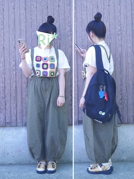 「FRAPBOIS（フラボア）のアイテム（オールインワン・サロペット）」を使った、Ri*さん（レディース・152cm）の夏コーディネート