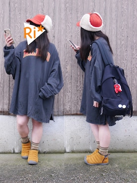 「チャイハネ（チャイハネ）のアイテム（キャップ）」を使った、Ri*さん（レディース・152cm）の秋コーディネート