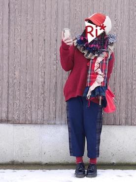 「チャイハネ（チャイハネ）のアイテム（キャップ）」を使った、Ri*さん（レディース・152cm）の冬コーディネート