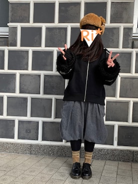 「チャイハネ（チャイハネ）のアイテム（キャップ）」を使った、Ri*さん（レディース・152cm）の冬コーディネート