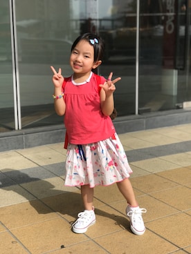 「PETIT BATEAU（プチバトー）のアイテム（スカート）」を使った、YuriFannyKitさん（キッズ・100cm）の秋コーディネート