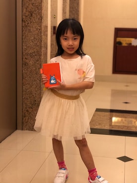 「PETIT BATEAU（プチバトー）のアイテム（スカート）」を使った、YuriFannyKitさん（キッズ・100cm）の秋コーディネート