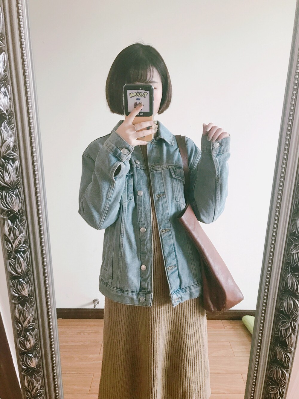 「TOPSHOPのアイテム（デニムジャケット、ブルー系）」を使った、Marceauuuさん（レディース・157cm）の春コーディネートの1枚目の写真