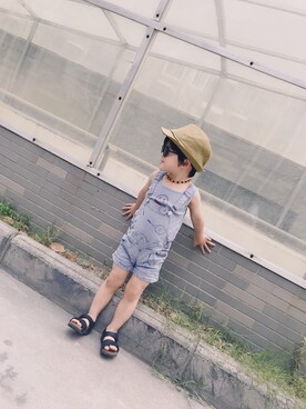 「BOBO CHOSES（ボボショーズ）のアイテム（サロペット/オーバーオール）」を使った、♥Anan♥さん（キッズ・100cm）の夏コーディネート