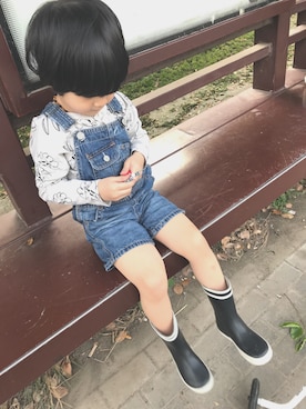 「AIGLE（エーグル）のアイテム（レインシューズ）」を使った、♥Anan♥さん（キッズ・100cm）の春コーディネート