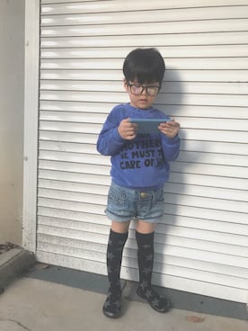「Mini Rodini（ミニロディーニ）のアイテム（パーカー）」を使った、♥Anan♥さん（キッズ・100cm）の秋コーディネート
