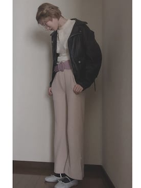 「Kastane」｜「アイテム（ライダースジャケット）」を使った、ゾチャンさん（レディース・170cm）の冬コーディネート