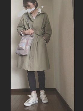 「ステンカラーコート ベージュ」｜ゾチャンさん（レディース・170cm）の春コーディネート