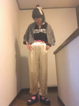 「ゴールドパンツ」｜ゾチャンさん（レディース・170cm）の夏コーディネート