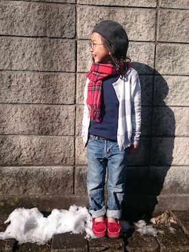 「no brand（ノーブランド）のアイテム（モカシン/デッキシューズ）」を使った、kohaaaさん（キッズ・110cm）の春コーディネート