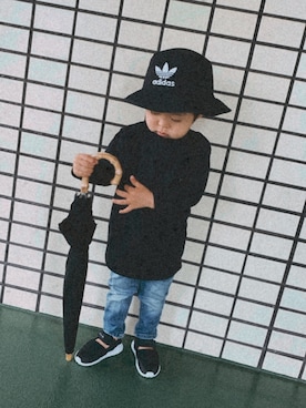 「adidas Originals（アディダスオリジナルス）のアイテム（ハット）」を使った、natsuさん（キッズ・90cm）の春コーディネート