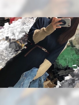 「haco!（ハコ）の＜高橋愛さんコラボ＞ラブ＆ピースプロジェクト　配色遣いのタートルリブニットワンピース（ワンピース）」を使った、ranranさん（レディース・156cm）の秋コーディネート