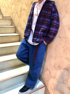 「VANS（バンズ）のアイテム（スニーカー、ブラック系）」を使った、たくみつさん（メンズ・175cm）の春コーディネート
