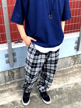 「MONKEY TIME（モンキータイム）のアイテム（その他パンツ、ブラック系）」を使った、たくみつさん（メンズ・175cm）の春コーディネート