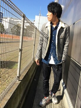 「Johnbull Private labo（ジョンブルプライベートラボ）のアイテム（チノパンツ）」を使った、Harutoさん（メンズ・177cm）の冬コーディネート