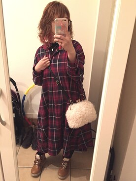 「SCROLLのアイテム」を使った、Sayuさん（レディース・153cm）の冬コーディネート