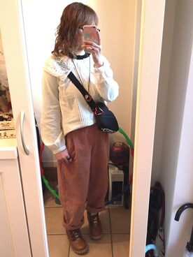 「SCROLLのアイテム」を使った、Sayuさん（レディース・153cm）の冬コーディネート