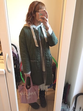 「キルティングコート」｜Sayuさん（レディース・153cm）の冬コーディネート