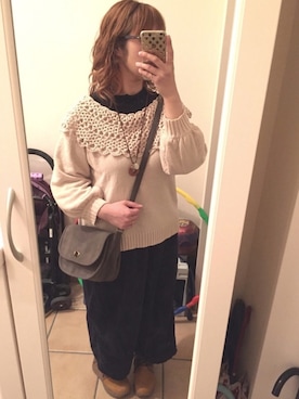 「SCROLLのアイテム」を使った、Sayuさん（レディース・153cm）の冬コーディネート