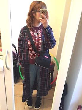 「e.r.g*（イーアールジー）のアイテム（パンツ）」を使った、Sayuさん（レディース・153cm）の冬コーディネート