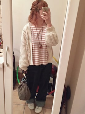 「ペインターパンツ」｜「アイテム（スリッポン）」を使った、Sayuさん（レディース・153cm）の春コーディネート