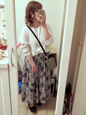 「ワッフルクルーネックＴ」｜「アイテム（スリッポン）」を使った、Sayuさん（レディース・153cm）の春コーディネート