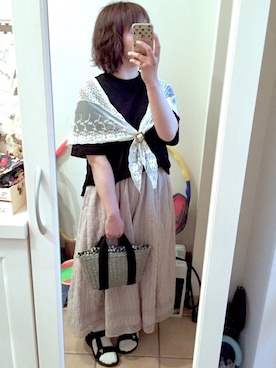 「イロチ買い」｜「アイテム（アクセサリー）」を使った、Sayuさん（レディース・153cm）の夏コーディネート