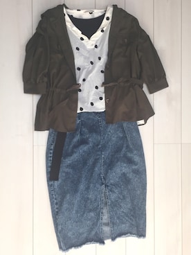 「ナロースカート」｜「アイテム（チュニック）」を使った、Sayuさん（レディース・153cm）の秋コーディネート