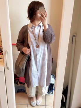 「Samansa Mos2 blue」｜「アイテム（バレエシューズ）」を使った、Sayuさん（レディース・153cm）の春コーディネート