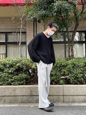 「BASERANGE（ベースレンジ）のアイテム（パンツ）」を使った、nishikawashotaroさん（メンズ・172cm）の冬コーディネート