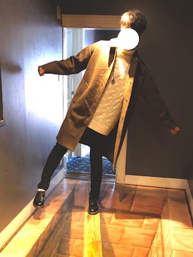 「アイテム（ステンカラーコート）」を使った、りゅーのすけさん（メンズ・184cm・20代）の冬コーディネート