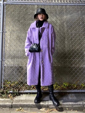 「カラーコート」｜「アイテム（帽子）」を使った、miho_matsuishiさん（レディース・163cm）の冬コーディネート