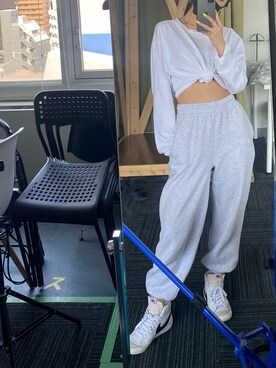 「H&M（エイチ・アンド・エム）のアイテム（スウェットパンツ）」を使った、miho_matsuishiさん（レディース・163cm）の春コーディネート
