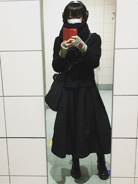 「tricot COMME des GARCONS（トリココムデギャルソン）のアイテム（ピーコート）」を使った、Karasuさん（レディース・170cm）の冬コーディネート