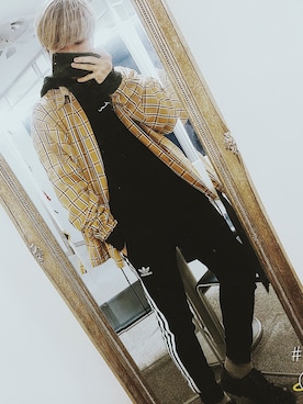 「Dr. Martens（ドクターマーチン）の［UNISEX/ユニセックス］Dr.Martens ドクターマーチン 3EYE GIBSON 1461 MONO 3ホール ギブソン シューズ（ドレスシューズ）」を使った、Rebecca🐝さん（メンズ・165cm）の春コーディネート