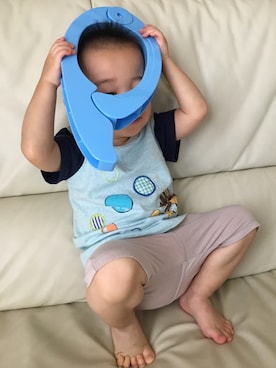 「combimini（コンビミニ）のアイテム（パンツ）」を使った、Harutoさん（キッズ・80cm）の秋コーディネート