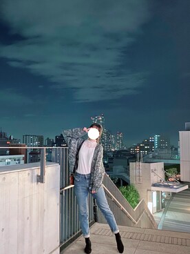 「MOUSSY（マウジー）のMVS SKINNY（デニムパンツ）」を使った、Fumi924さん（レディース・174cm）の秋コーディネート
