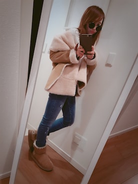「UGG」｜「アイテム（ムートンコート）」を使った、tmmiiiさん（レディース・151cm）の冬コーディネート