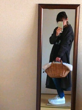 「Ungrid（アングリッド）のインディゴフレイドヘムストスリ（デニムパンツ）」を使った、のぁさん（レディース・148cm）の冬コーディネート