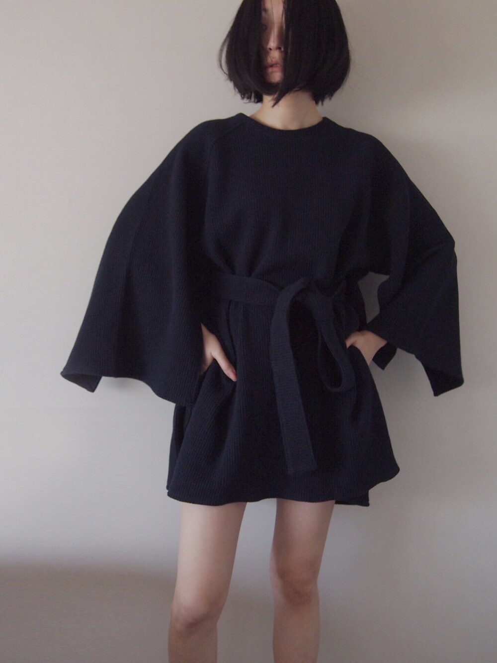 「banzai、ワッフルカットソー」｜「BANZAIのアイテム（ワンピース/ドレス、ブルー系）」を使った、小林布結里さん（レディース・165cm）の春コーディネートの1枚目の写真