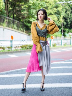 「LUTZ（ルッツ）のアイテム」を使った、小林布結里さん（レディース・165cm）の夏コーディネート