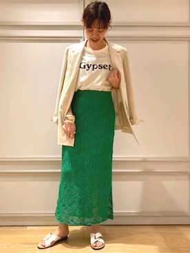 「透かし編みスカート」｜nol hayashiさん（レディース・158cm）の春コーディネート