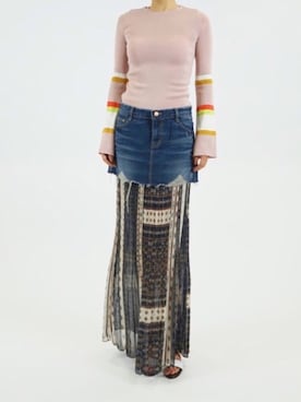 「アイテム（デニムスカート、ブラウン系）」を使った、SCRUMさん（レディース・161cm）の春コーディネート