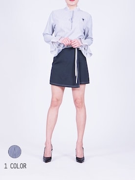 「ラップスカート」｜SCRUMさん（レディース・161cm）の夏コーディネート