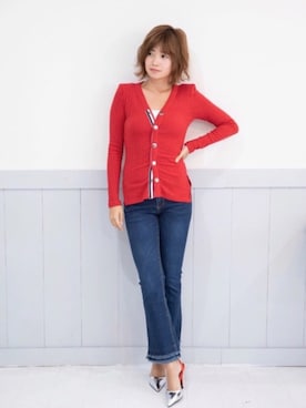 「レッド」｜「アイテム（その他）」を使った、SCRUMさん（レディース・161cm）の秋コーディネート