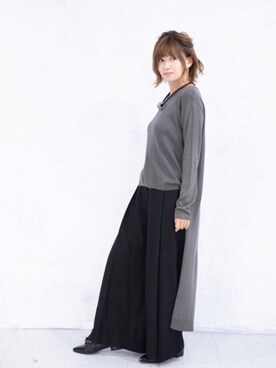 「ロングニット」｜「アイテム（その他）」を使った、SCRUMさん（レディース・155cm）の秋コーディネート