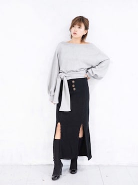 「ハイウエストスカート」｜「アイテム（その他）」を使った、SCRUMさん（レディース・155cm）の秋コーディネート