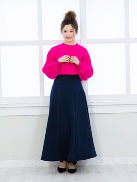 「ボリュームニット」｜「アイテム（その他）」を使った、SCRUMさん（レディース・161cm）の冬コーディネート