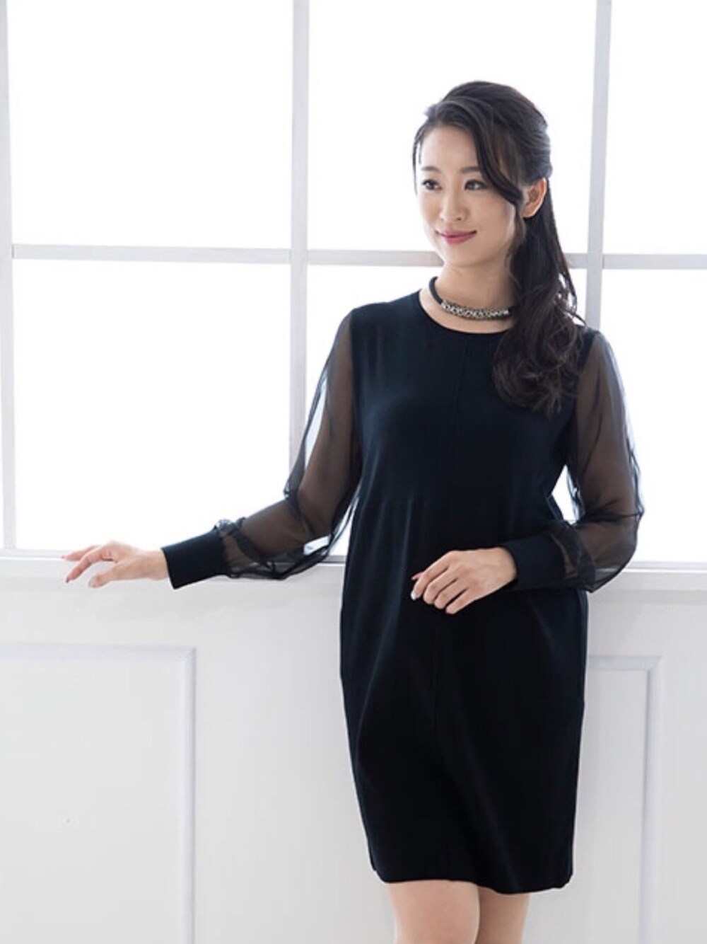 「卒園式、入学式、フォーマル、ワンピース、シースルーワンピース、パーティースタイル、二次会コーデ、韓国ファッション、春、プチプラ」｜「SCRUMのシースルーワンピース（ワンピース、ブラック系）」を使った、SCRUMさん（レディース・161cm）の春コーディネートの1枚目の写真
