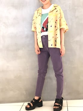 「DOUBLE NAME（ダブルネーム）のアイテム（シューズ）」を使った、DOUBLE NAME_officialさん（レディース・158cm）の夏コーディネート